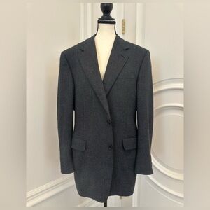 Canali NWOT Black Blue Single Breasted Wool Cashmere Blend Blazer (Size 42R)